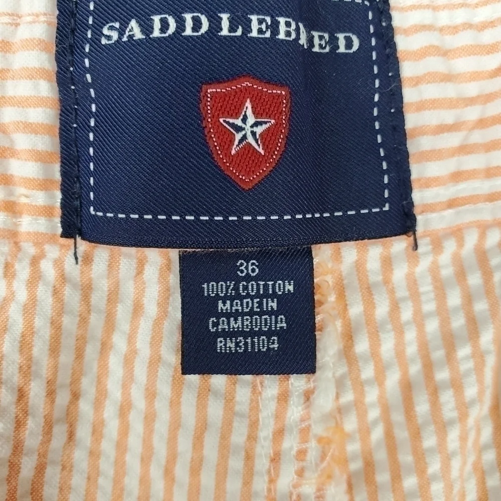 New Saddlebred Orange Wht Gingham Men's Shorts 36 - Picture 8 of 9
